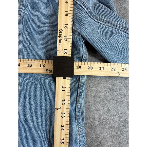 Y2K Levis Jean Jacket Women Large Blue Denim Button Up Trucker Grunge Streetwear - Picture 2 of 10